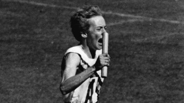 Betty Cuthbert competes at the 1956 Melbourne Olympics.