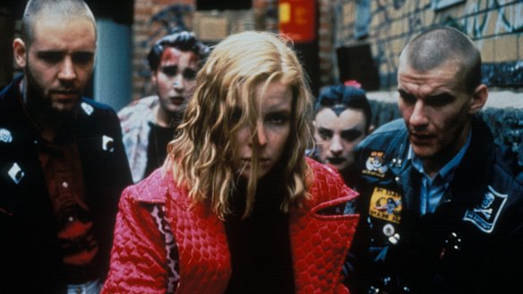 Where it all began: Jacqueline McKenzie, centre, with Russell Crowe (left) and Daniel Pollock in Romper Stomper (1992). 