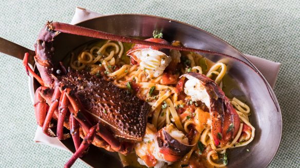Luxe lobster pasta at Bert's at the Newport Hotel in Sydney.