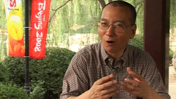 Liu Xiaobo during an interview at a park in Beijing in 2008.