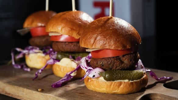 Three's the charm: the vege burger sliders at Tonic Lane.