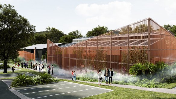 Artist's impression of the distillery's copper "veil" that acts as a heat exchanger.