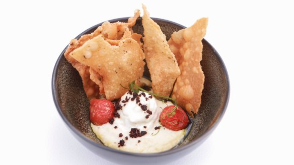 Deconstructed pizza, anyone? One of the dishes offered at the Moet & Chandon Lawn at the Caulfield Cup.