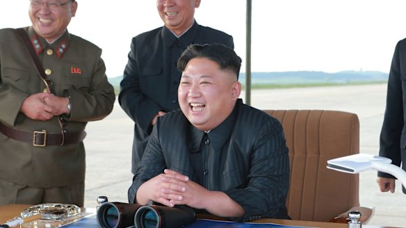 North Korean leader Kim Jong-un attends what was said to be the test launch of an intermediate range missile on September 16.