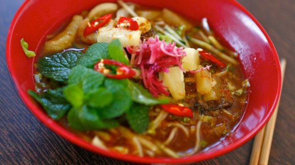 Assam laksa at Madame Kwong's Kitchen in Box Hill, Melbourne.