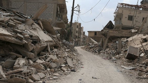 The streets of Jobar, the closest area to the capital to fall into rebel hands.