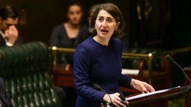 NSW Treasurer Gladys Berejiklian's delivers her budget speech at State Parliament.