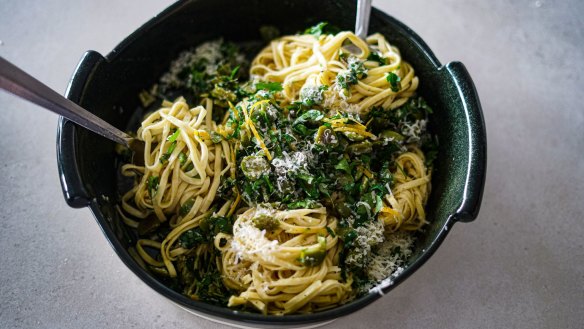This simple pasta is a step up from eating a bowl of olives for dinner.