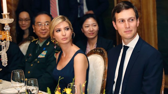 Ivanka Trump and husband Jared Kushner, with Chinese president Xi Jinping at Mar-a-Lago.