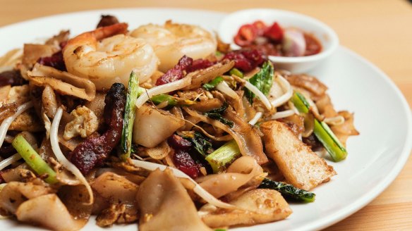 Like much of the menu, the char kway teow is cooked in pork fat.