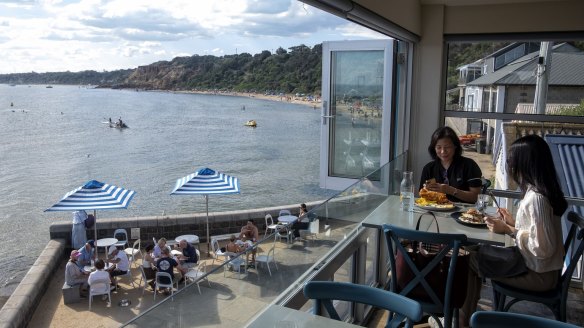 Dining room with a view: the upstairs restaurant overlooks Half Moon Bay.