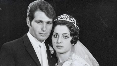 Opera House cleaner Steve Tsoukalas on his wedding day with wife Marina in 1968. 