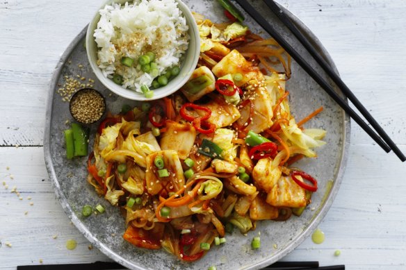 Neil Perry's stir-fried spicy squid.