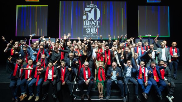 Chefs at the World's 50 Best ceremony held at Marina Bay Sands in Singapore.