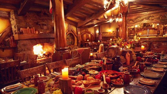 Splendid spread: the feast at Hobbiton in Matamata, New Zealand.