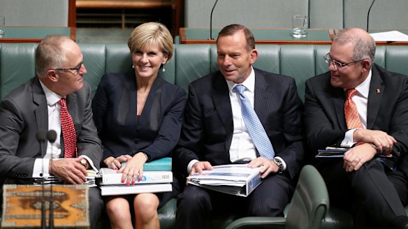Malcolm Turnbull, Julie Bishop, Tony Abbott and Scott Morrison during happier times.