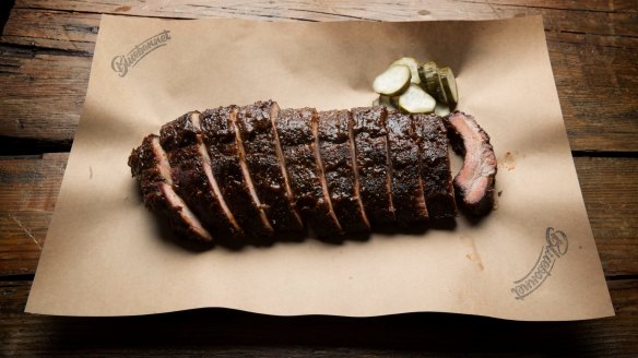 Pork ribs glazed with jalapeno-spiked barbecue sauce.