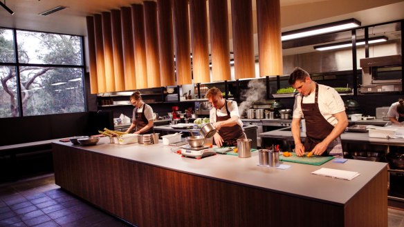 Robin Wickens, centre, in the new Wickens at the Royal Mail kitchen.