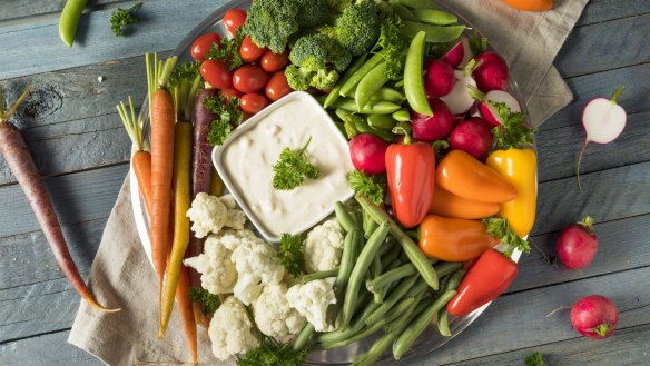 For vegetarian guests, serve a colourful array of raw vegetables with a dip.