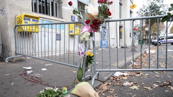 The scene outside the Bataclan theatre the morning after the attack.