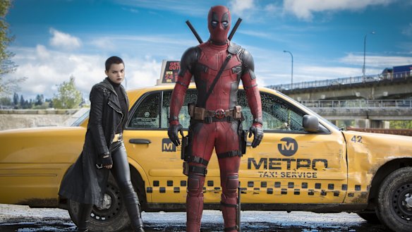 Morena Baccarin, left  and Ryan Reynolds in "Deadpool".