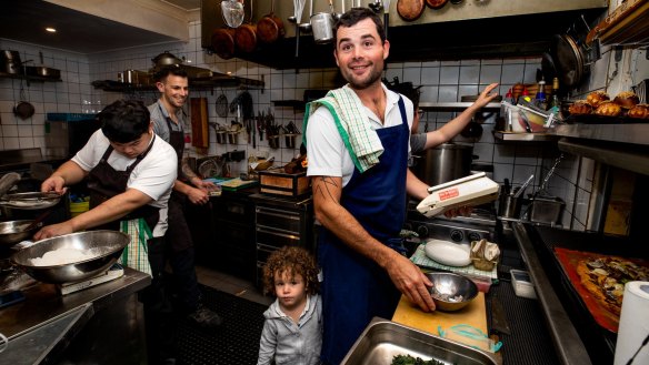 Chef David Coumont with son Leo at Moxhe restaurant in Bronte, which made the switch to serving a tasting menu only in 2019.