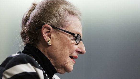 Expenses: Bronwyn Bishop at Saturday's press conference.