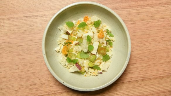 Jasmine rice cream, lime and mandarin dessert.