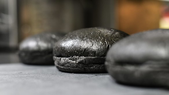 Visually appetizing? The black buns are made from bamboo charcoal powder.