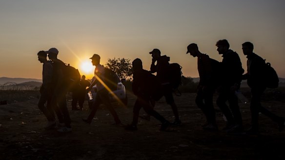 Syrians on the move through Europe last week. 