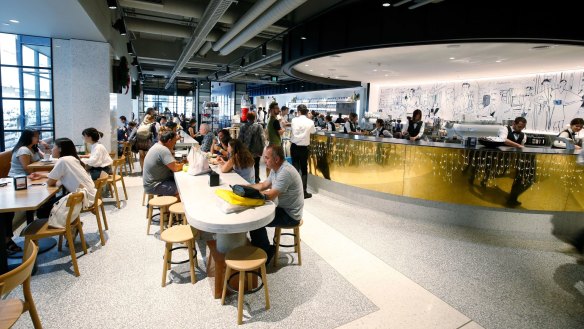 Brunetti's flagship in Flinders Lane has a marble mile of counters.