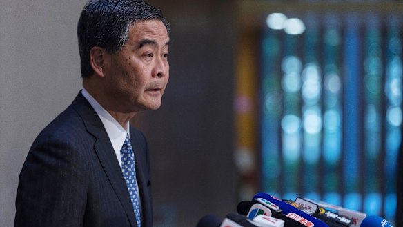 Leung Chun-ying, Hong Kong's chief executive, speaks during a news conference in Hong Kong, China, on Friday.