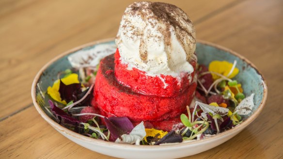 Opulent: The red velvet pancakes at The Tradesman cafe.