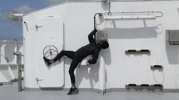 James Batchelor on board the marine research vessel Investigator.