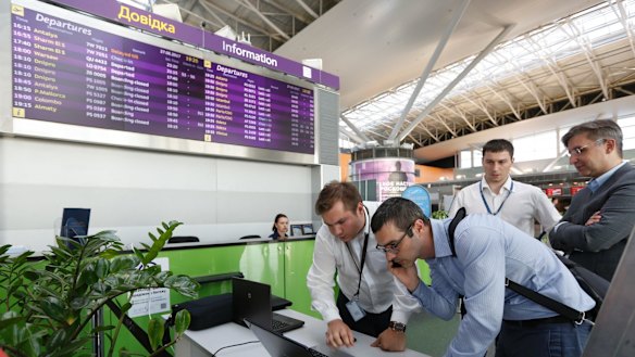 June 2017: employees at Boryspil airport in Kiev struggle to counter data-scrambling software that caused disruption across Europe but hit Ukraine especially hard.