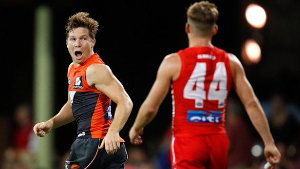 Fiery: Toby Greene has already kicked 17 goals this season.