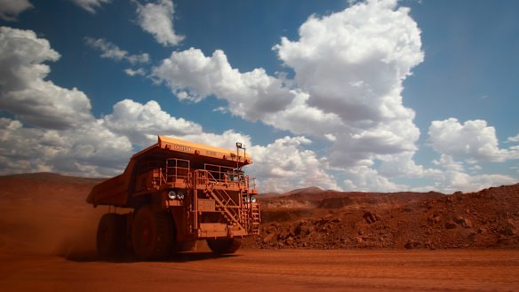 A driverless haul truck on the move in Western Australia's Pilbara.