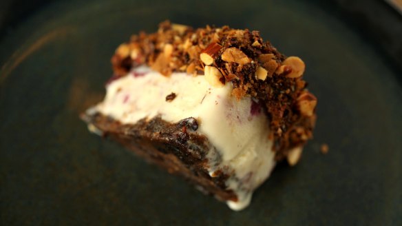Andy Bowdy's 'mushed up' Christmas pudding ice-cream sandwich.