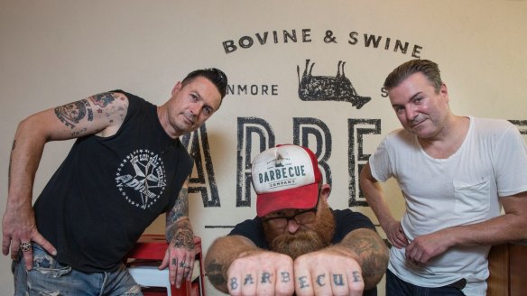 Bovine & Swine's Tim, 'Hillbilly' Wes and Anton Huges, at their Enmore restaurant.