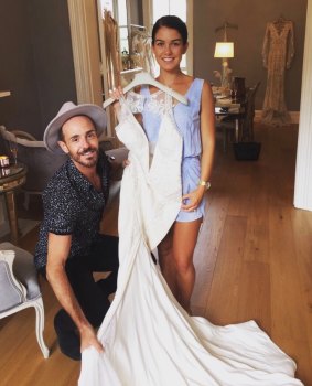 Brittney Wicks - the future Mrs Jarrod Croker - with her stylist for the big day, Donny Galella.
