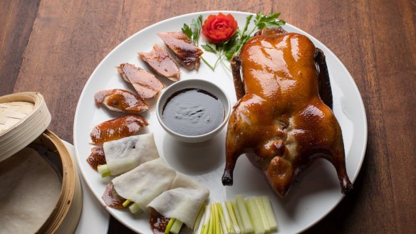Peking duck is a popular order at Flower Drum restaurant.
