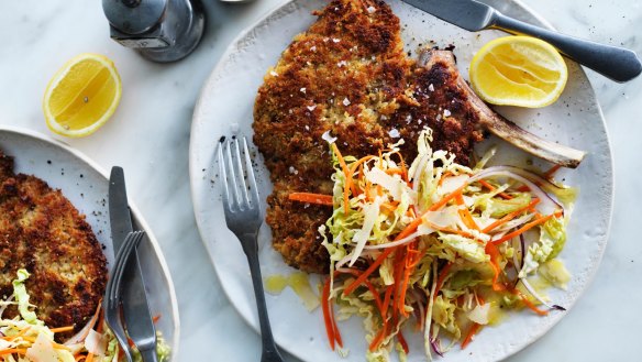 Neil Perry's veal cotoletta with coleslaw