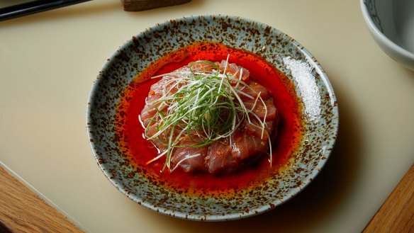 Tuna with spicy orange oil at Spice Temple, Sydney.