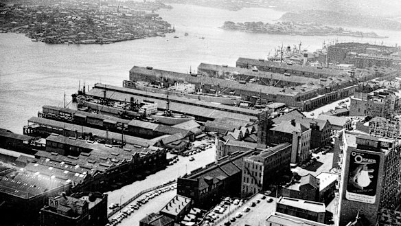 Aerial view of East Darling Harbour, Sydney on 30 January 1950.
