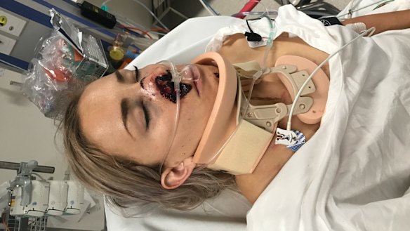 Caroline Buchanan after arriving at hospital.