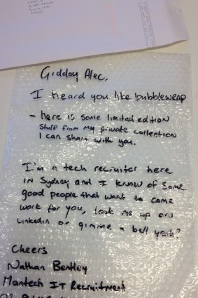 This quirky bubble wrap 'cover letter' paid off for the applicant.