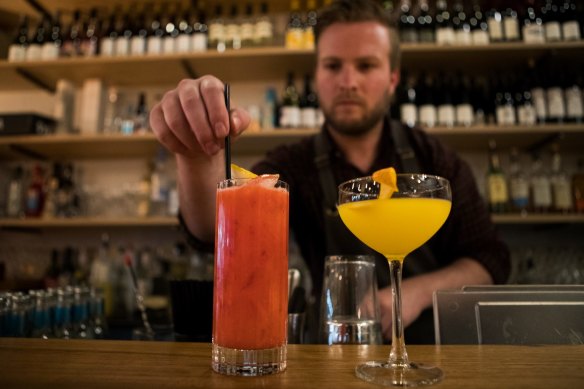 Luxsmith Bar Wine Shop's Raspberry Beret and Patient Wolf Hidden Dragon cocktails.