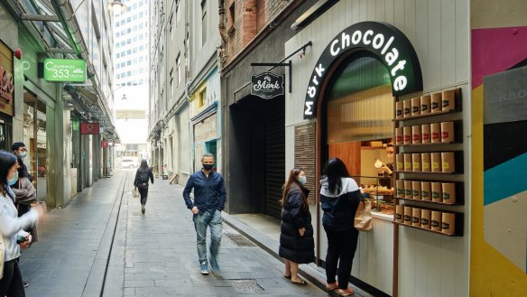 Mork Chocolate has opened a tiny takeaway store in the CBD, converting a disused lift shaft into a space to sell hot chocolate, cakes and pastries.
 