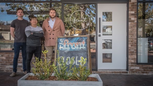 The newly refurbished The Front in Lyneham is about to re-open. Owners (from left) Max Owens, Nicky Kim and Blake Proberts. 