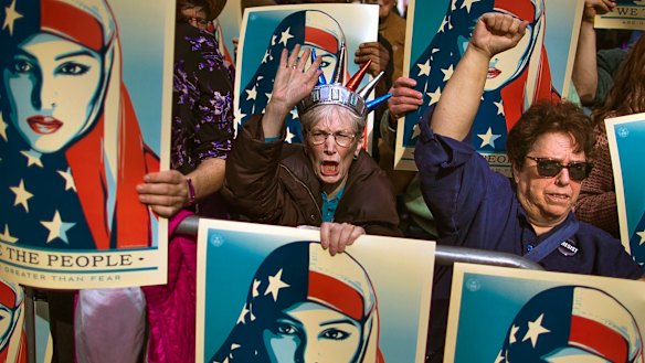 Widespread protests greeted the first travel ban, which was later halted by the courts.